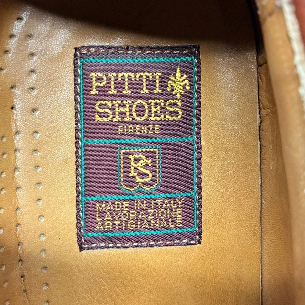 Pitti Shoes Firenze Cap Toe Derby Shoes Mens 8.5 M Brown Leather Made In Italy